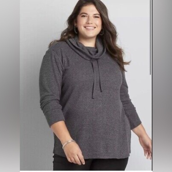 Lane Bryant Textured Funnel Neck Tunic, Size 18/20, Blue - Picture 4 of 5